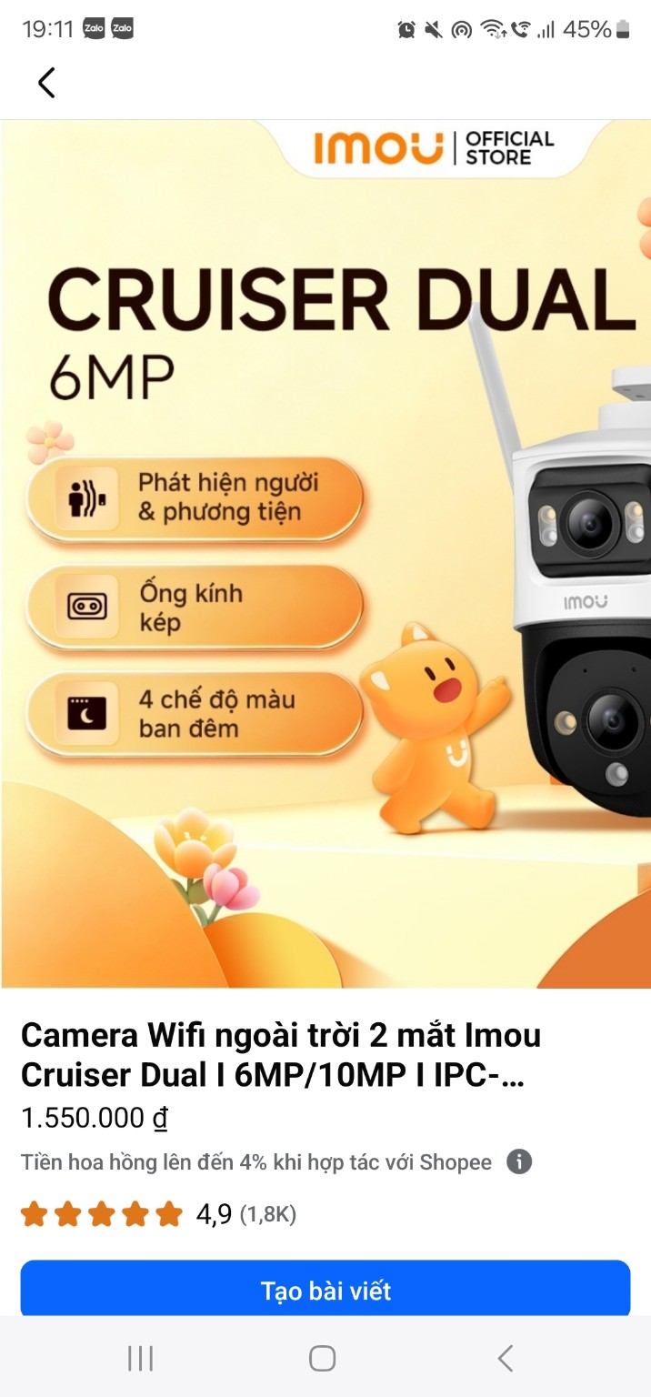 Ảnh gian hàng giới thiệu camera Imou Cruiser Dual 6MP hai mắt
