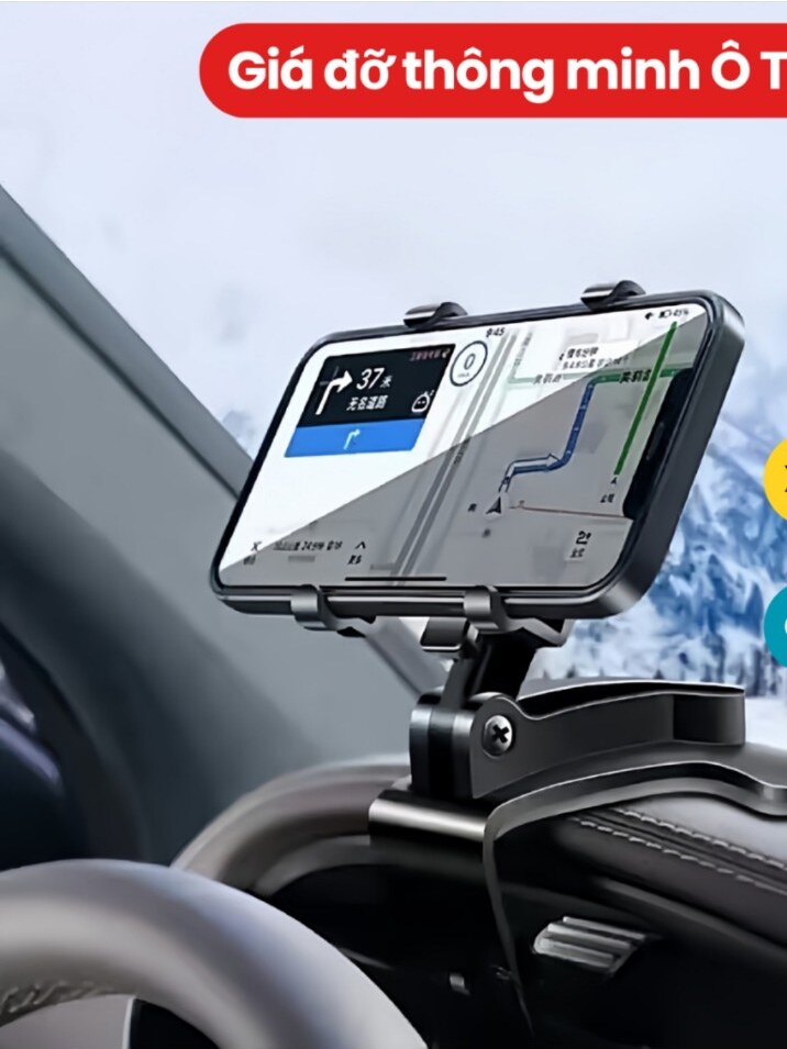 Giá đỡ điện thoại ô tô kẹp táp-lô xoay 360 độ