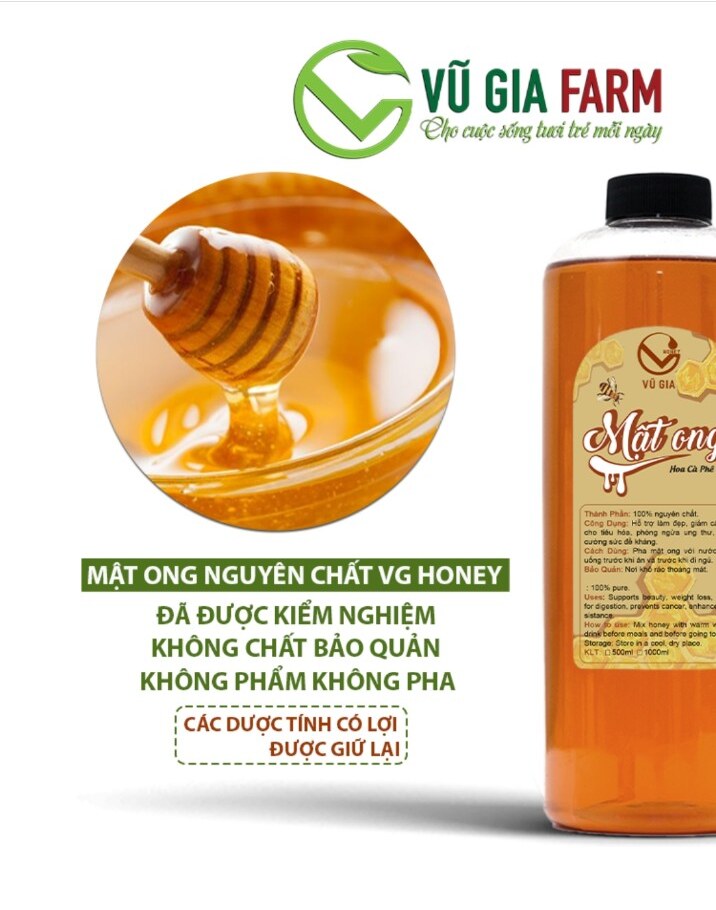 Mật ong nguyên chất hoa cà phê Vũ Gia 1 lít