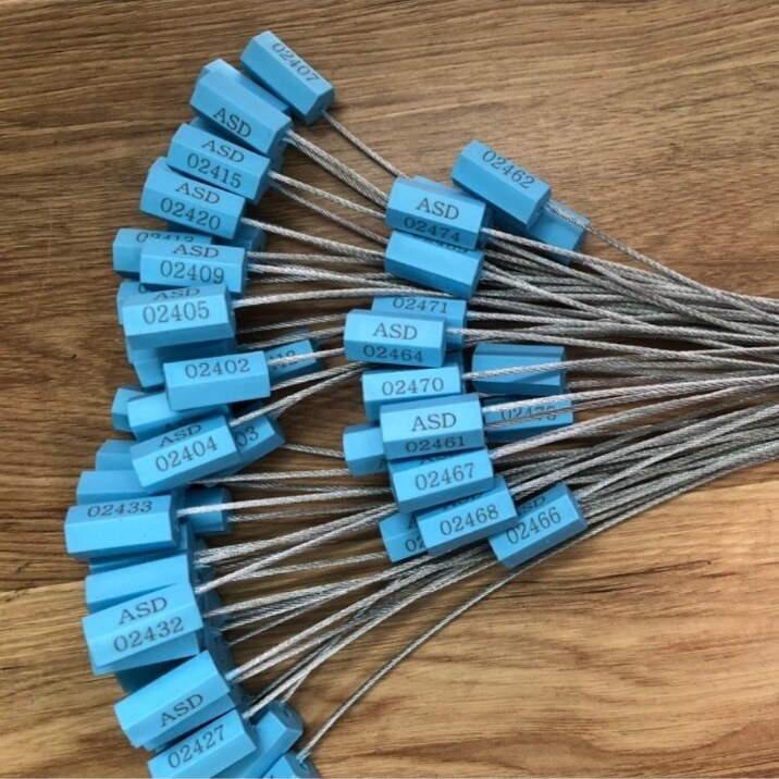 Seal khóa niêm phong cáp rút 100 cái màu xanh in số seri
